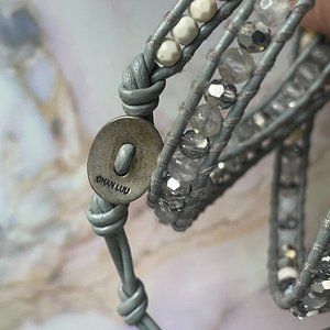 Chan Luu Three Row Beaded Cord Bracelet